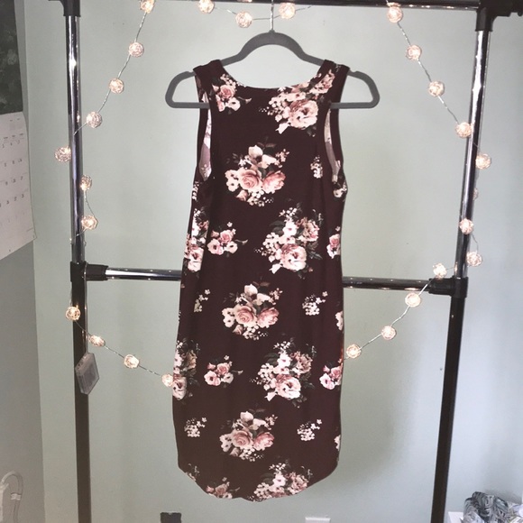 Rue21 | Dresses | Burgundy Floral Formfitting Dress | Poshmark